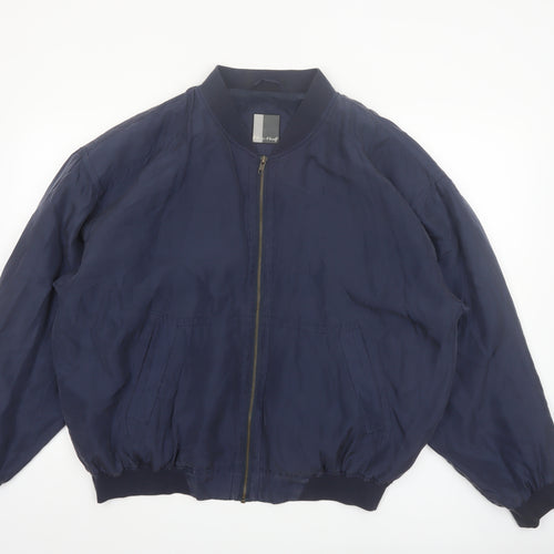 Henry Morel Men's Blue Silk Bomber Jacket XL Casual Full Zip