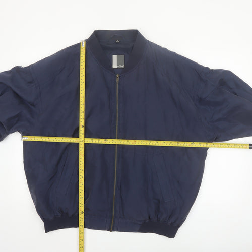 Henry Morel Men's Blue Silk Bomber Jacket XL Casual Full Zip