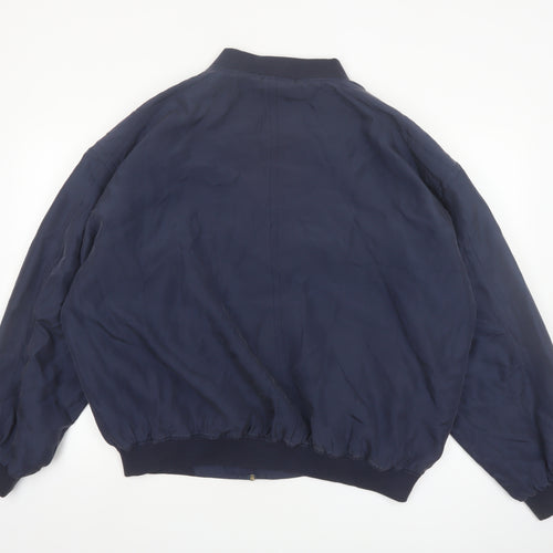Henry Morel Men's Blue Silk Bomber Jacket XL Casual Full Zip