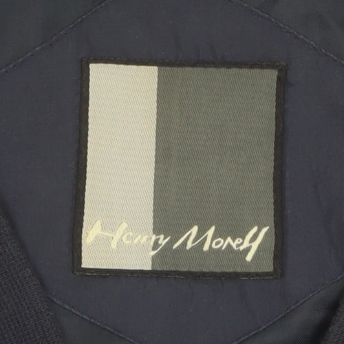 Henry Morel Men's Blue Silk Bomber Jacket XL Casual Full Zip