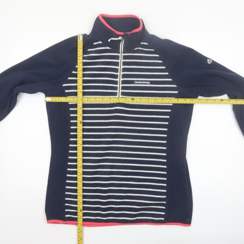 Craghoppers Women’s Navy Striped Fleece Sweatshirt UK 14 1/4 Zip Pullover