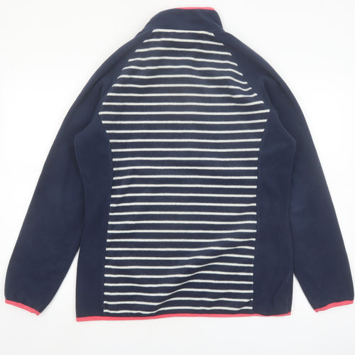 Craghoppers Women’s Navy Striped Fleece Sweatshirt UK 14 1/4 Zip Pullover