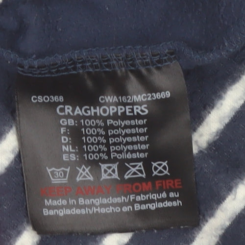 Craghoppers Women’s Navy Striped Fleece Sweatshirt UK 14 1/4 Zip Pullover