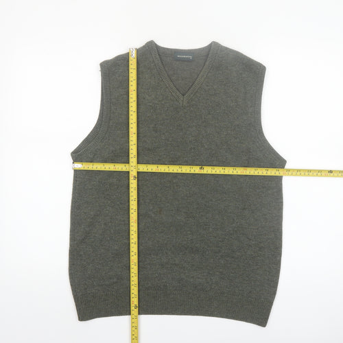 Woolworths Men Grey Lambswool V-Neck Jumper Vest Medium