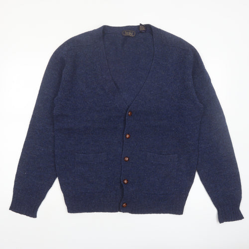 Finalist Men's Blue Wool Shetland Cardigan L Classic Knit