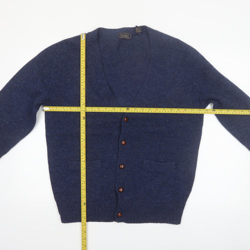Finalist Men's Blue Wool Shetland Cardigan L Classic Knit
