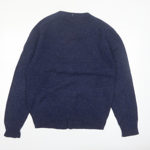 Finalist Men's Blue Wool Shetland Cardigan L Classic Knit