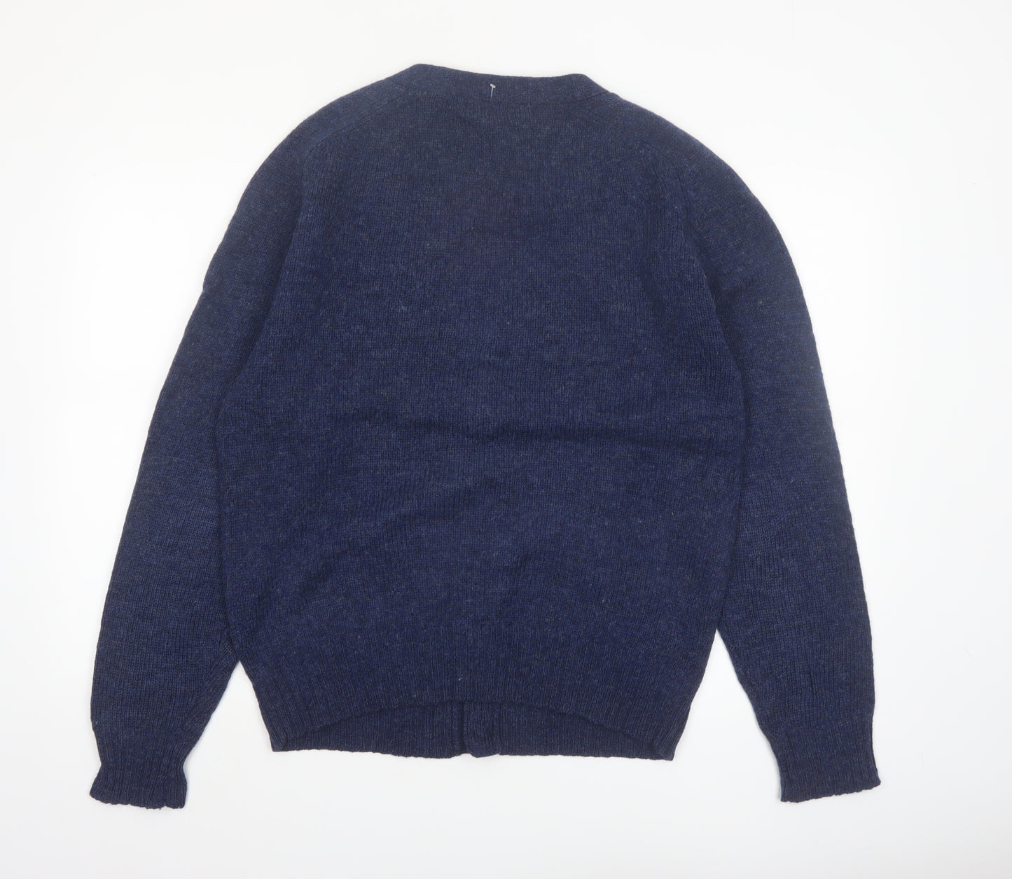 Finalist Men's Blue Wool Shetland Cardigan L Classic Knit
