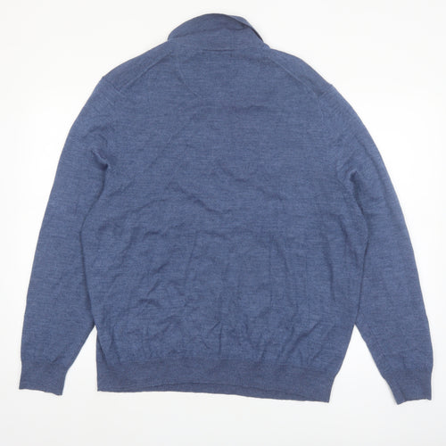 Club Room Men's Blue Collared Pullover Jumper XL Merino Wool Blend