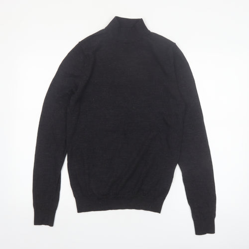 Reiss Men’s Black Merino Wool Roll Neck Jumper Size S