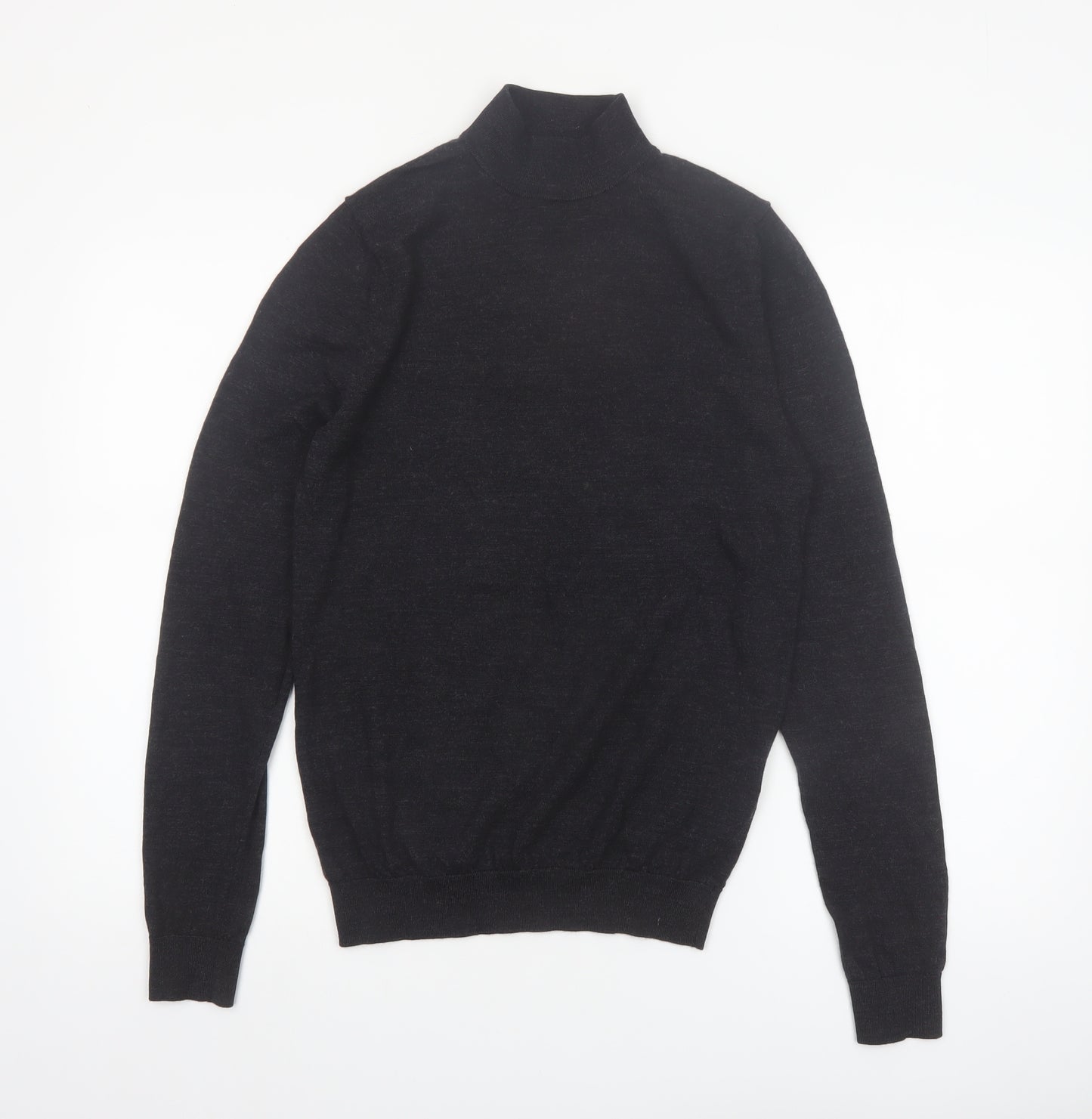 Reiss Men’s Black Merino Wool Roll Neck Jumper Size S