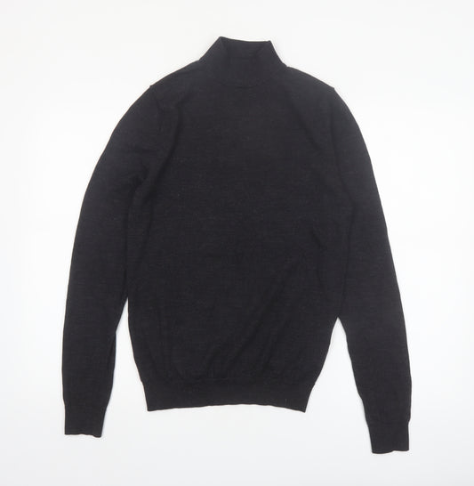 Reiss Men’s Black Merino Wool Roll Neck Jumper Size S