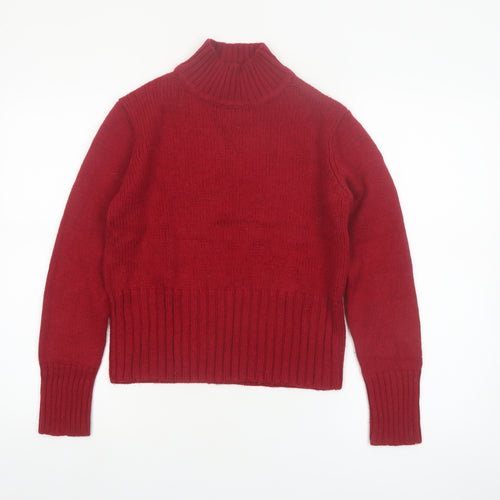 Diesel Womens Red Roll Neck Wool Blend Pullover Jumper Size M