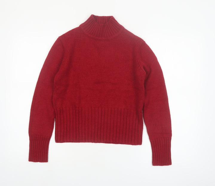 Diesel Womens Red Roll Neck Wool Blend Pullover Jumper Size M