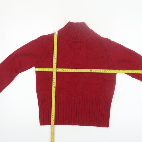 Diesel Womens Red Roll Neck Wool Blend Pullover Jumper Size M