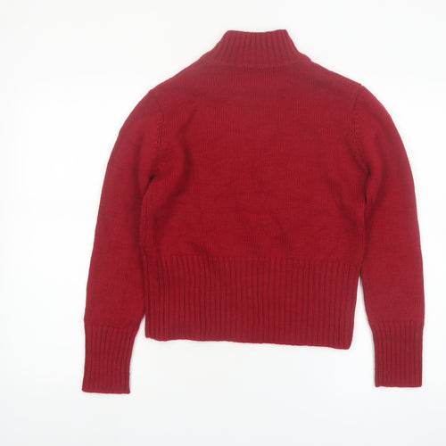 Diesel Womens Red Roll Neck Wool Blend Pullover Jumper Size M