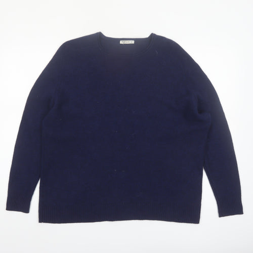 WoolOvers Women's Blue XL Crew Neck Yak Knit Jumper