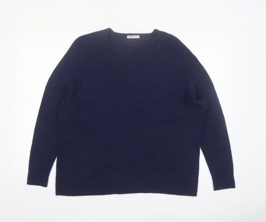 WoolOvers Women's Blue XL Crew Neck Yak Knit Jumper