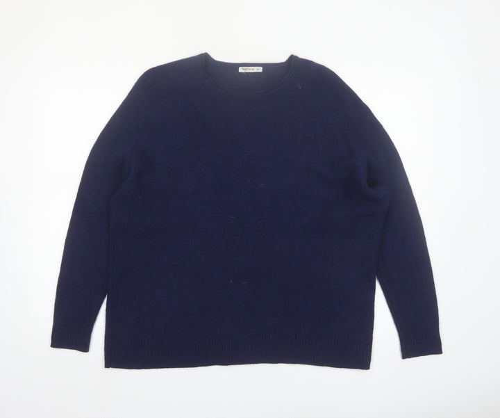 WoolOvers Women's Blue XL Crew Neck Yak Knit Jumper