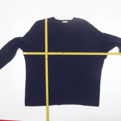 WoolOvers Women's Blue XL Crew Neck Yak Knit Jumper