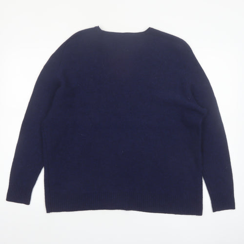 WoolOvers Women's Blue XL Crew Neck Yak Knit Jumper