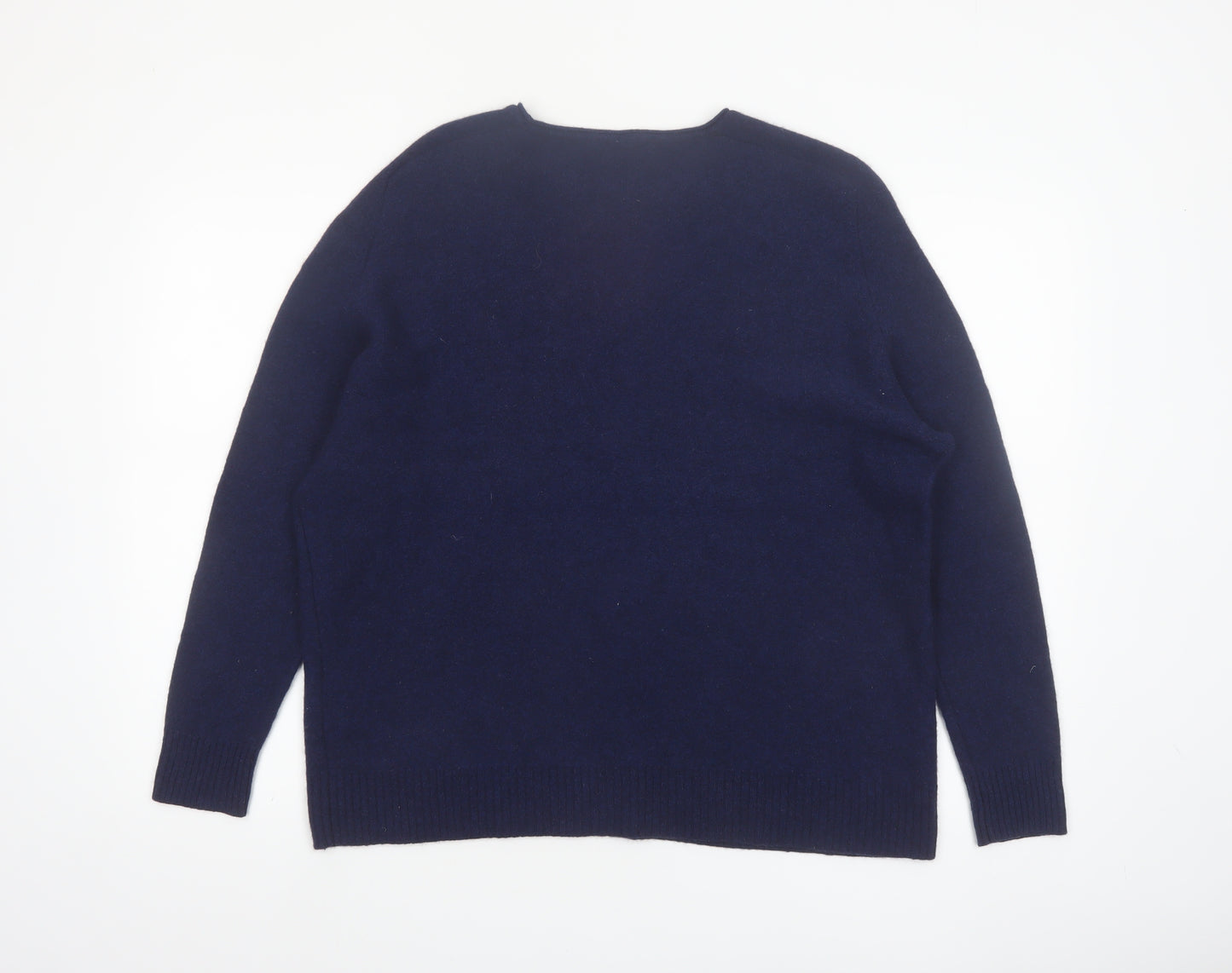 WoolOvers Women's Blue XL Crew Neck Yak Knit Jumper