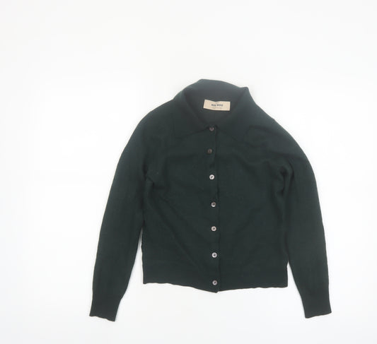 Mos Mosh Women's Green Collared Wool Blend Cardigan XS