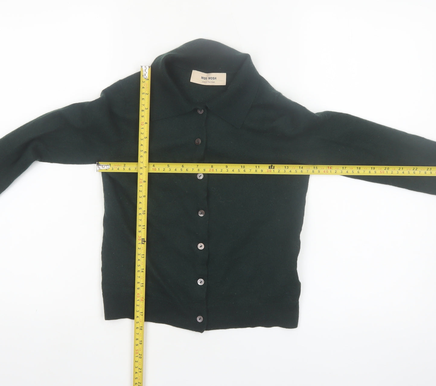 Mos Mosh Women's Green Collared Wool Blend Cardigan XS