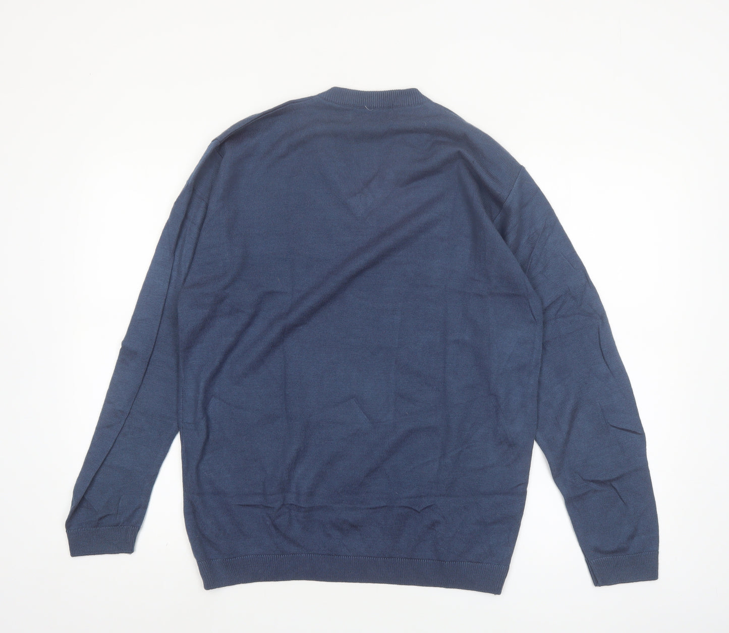 Kashmir Pure Pashmina Men's Blue V-Neck Cashmere Jumper S
