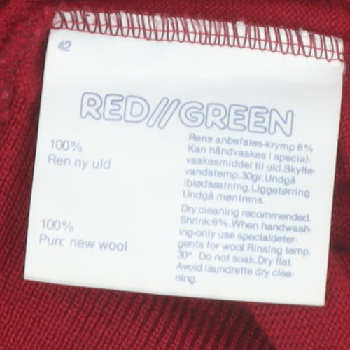 Red/Green Men's Red Wool V-Neck Classic Pullover Jumper XL