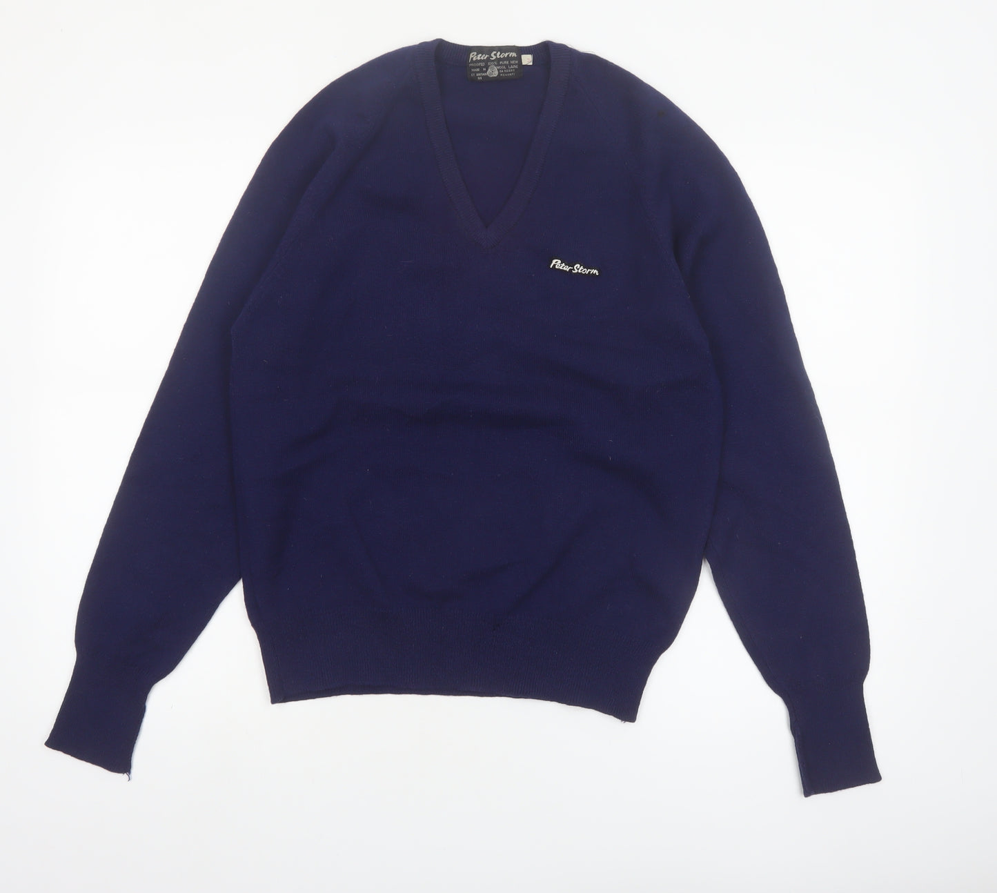 Peter Storm Men’s Blue Wool V-Neck Pullover Jumper M