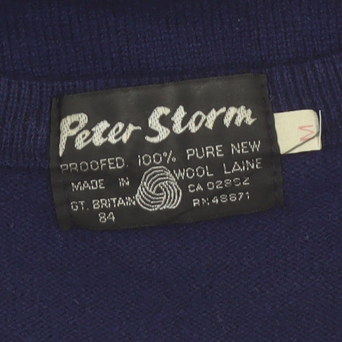 Peter Storm Men’s Blue Wool V-Neck Pullover Jumper M