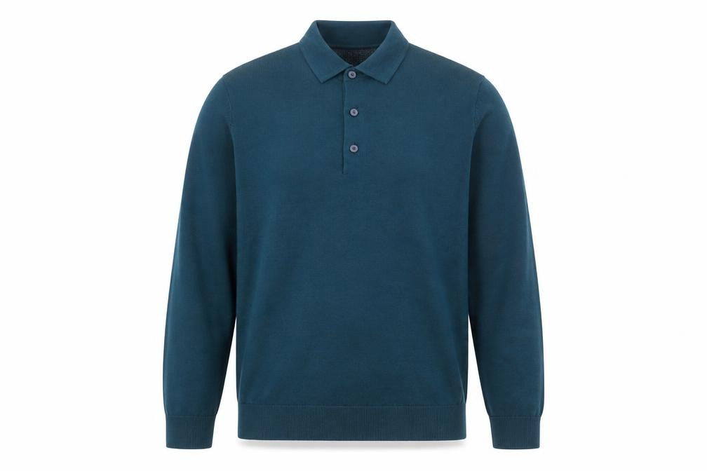 Front view of Marks & Spencer Men’s Green Merino Wool Collared jumper S