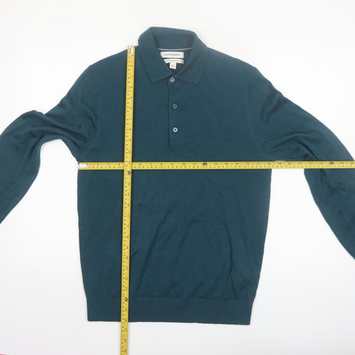 Marks and Spencer Men’s Green Merino Wool Collared Pullover Jumper S