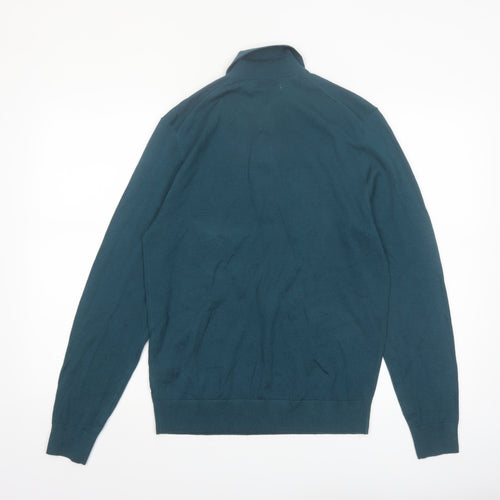 Marks and Spencer Men’s Green Merino Wool Collared Pullover Jumper S