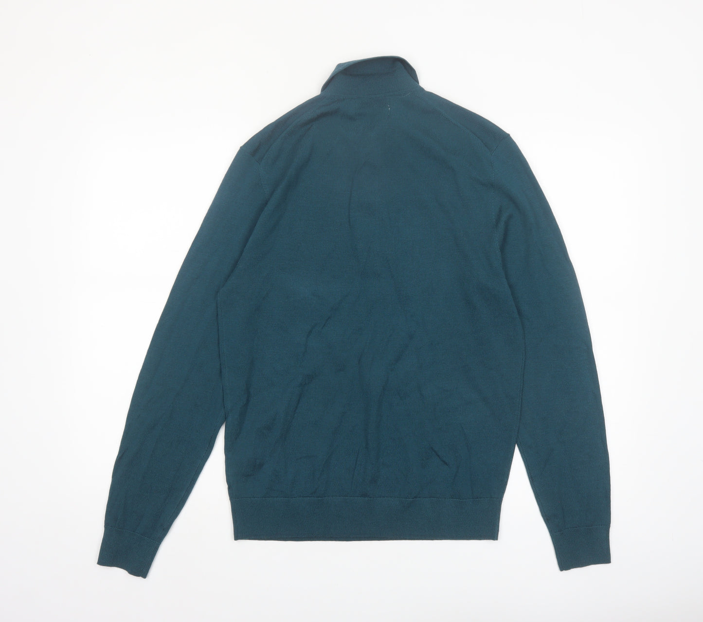Marks and Spencer Men’s Green Merino Wool Collared Pullover Jumper S