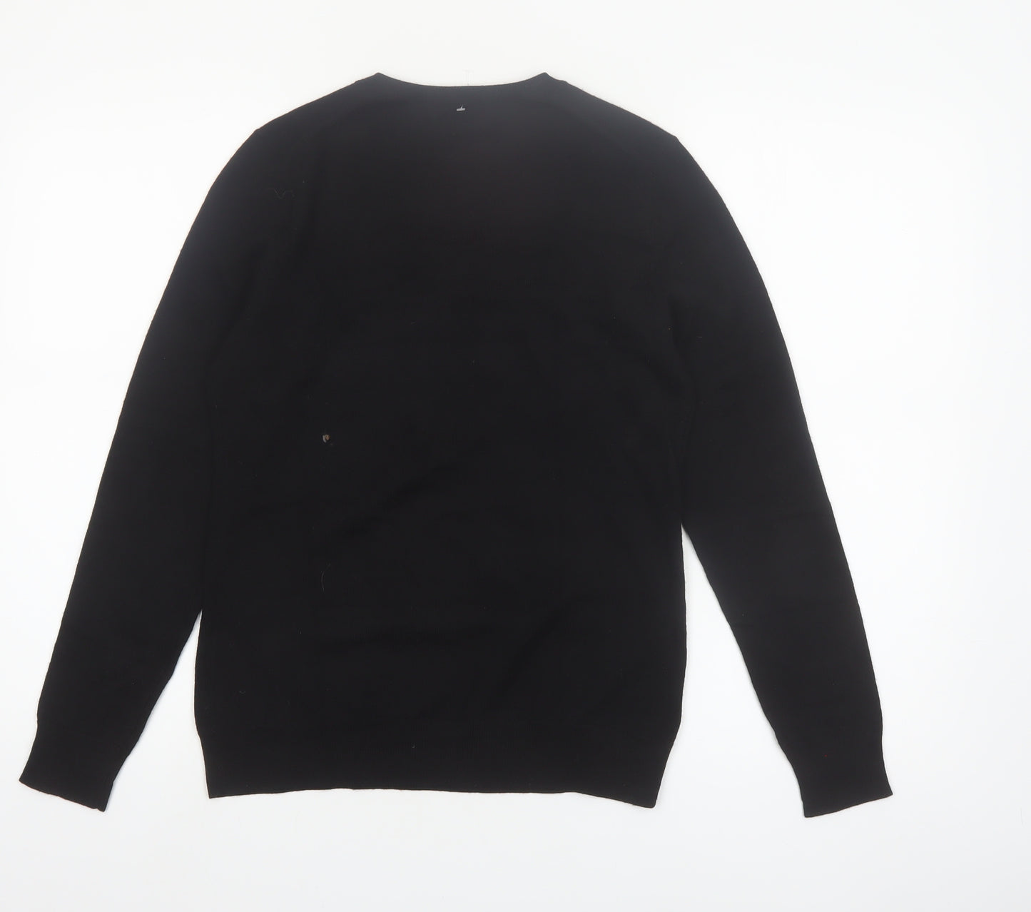 Lord & Taylor Women Black Small V-Neck Merino Wool Jumper