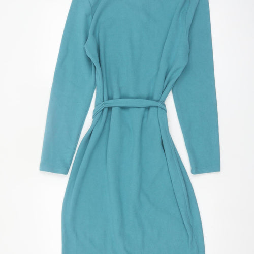 Marks and Spencer Women Blue Knit Belted Shift Dress Size 12