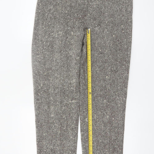 Bassonova Women’s Grey Tweed Wool Blend Straight Trousers Size 12