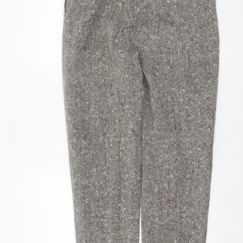 Bassonova Women’s Grey Tweed Wool Blend Straight Trousers Size 12