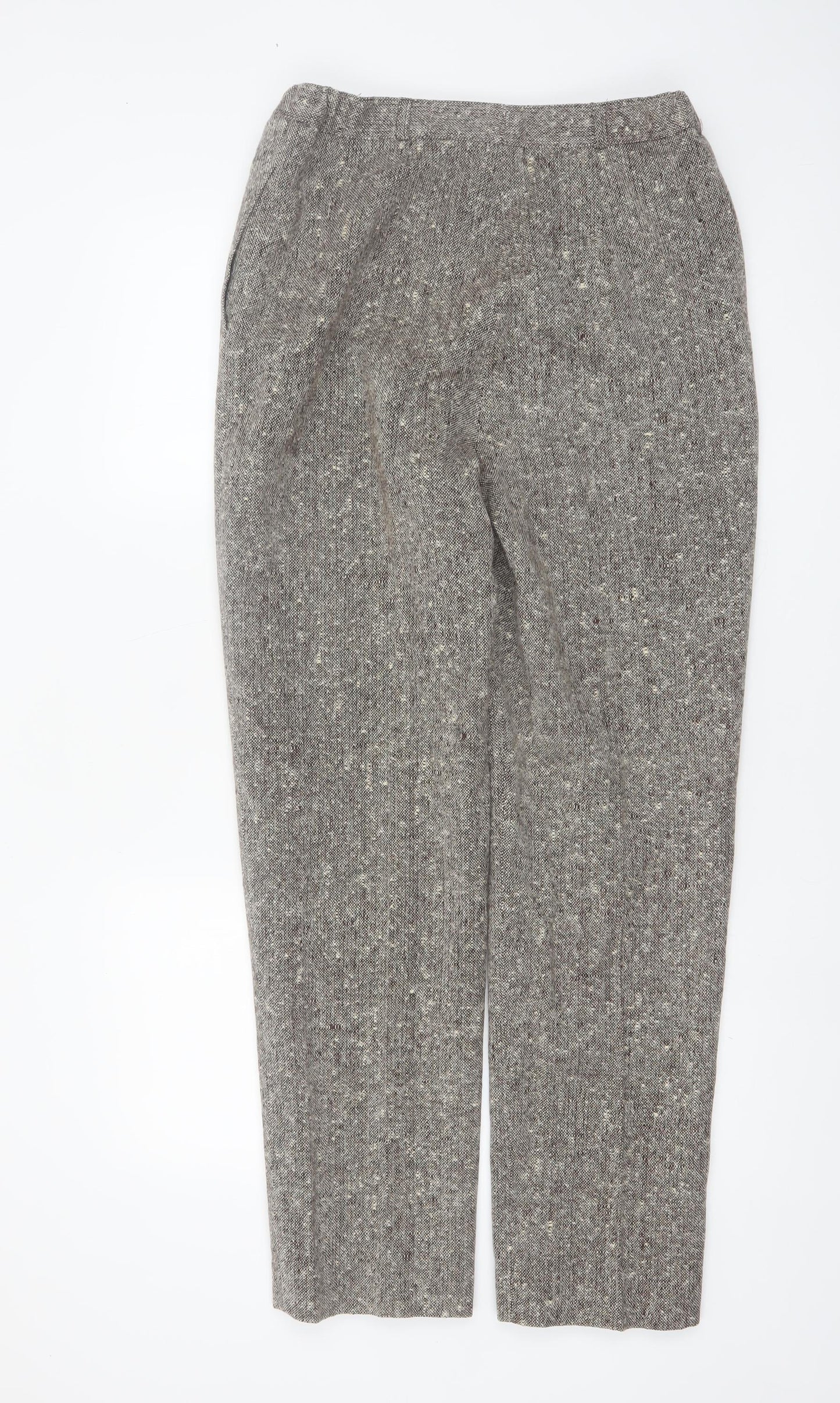 Bassonova Women’s Grey Tweed Wool Blend Straight Trousers Size 12