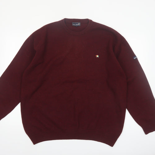 Palmer Mens Red Wool XL Crew Neck Pullover Jumper