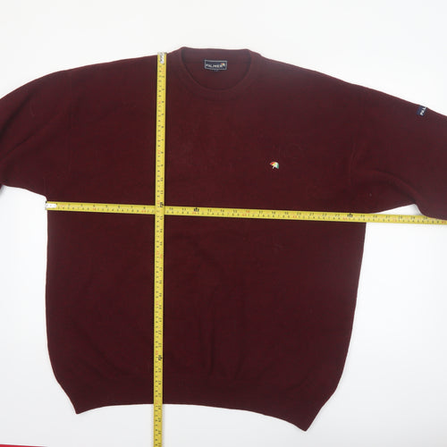 Palmer Mens Red Wool XL Crew Neck Pullover Jumper