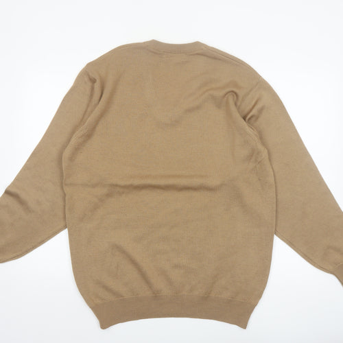 Monte Carlo Men's Beige Wool V-Neck Classic Pullover Jumper L