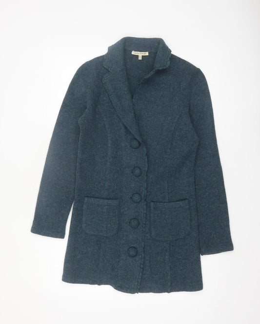 Laura Ashley Women Blue Wool Long Sleeve Cardigan UK 12 Classic Style