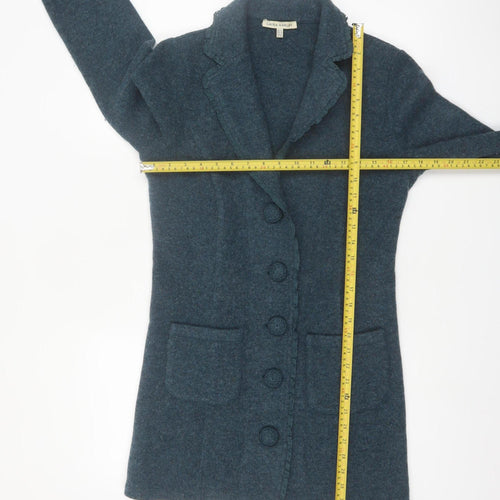 Laura Ashley Women Blue Wool Long Sleeve Cardigan UK 12 Classic Style