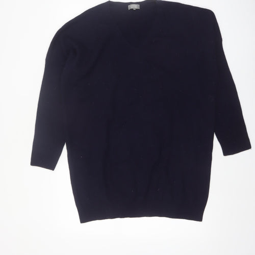Jaeger Women Black Wool Cashmere V-Neck Pullover Jumper M