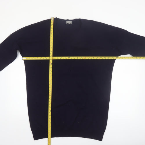 Jaeger Women Black Wool Cashmere V-Neck Pullover Jumper M