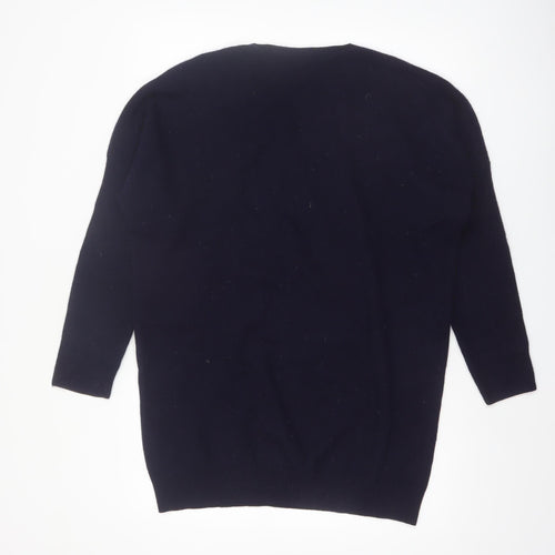 Jaeger Women Black Wool Cashmere V-Neck Pullover Jumper M
