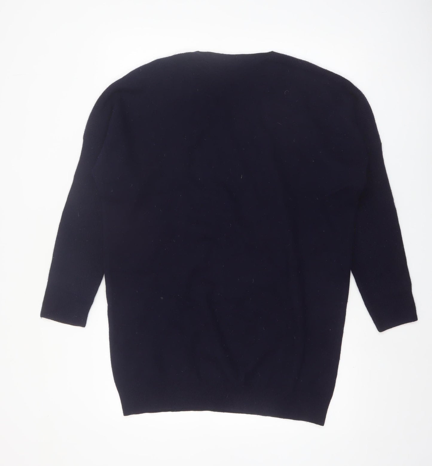 Jaeger Women Black Wool Cashmere V-Neck Pullover Jumper M